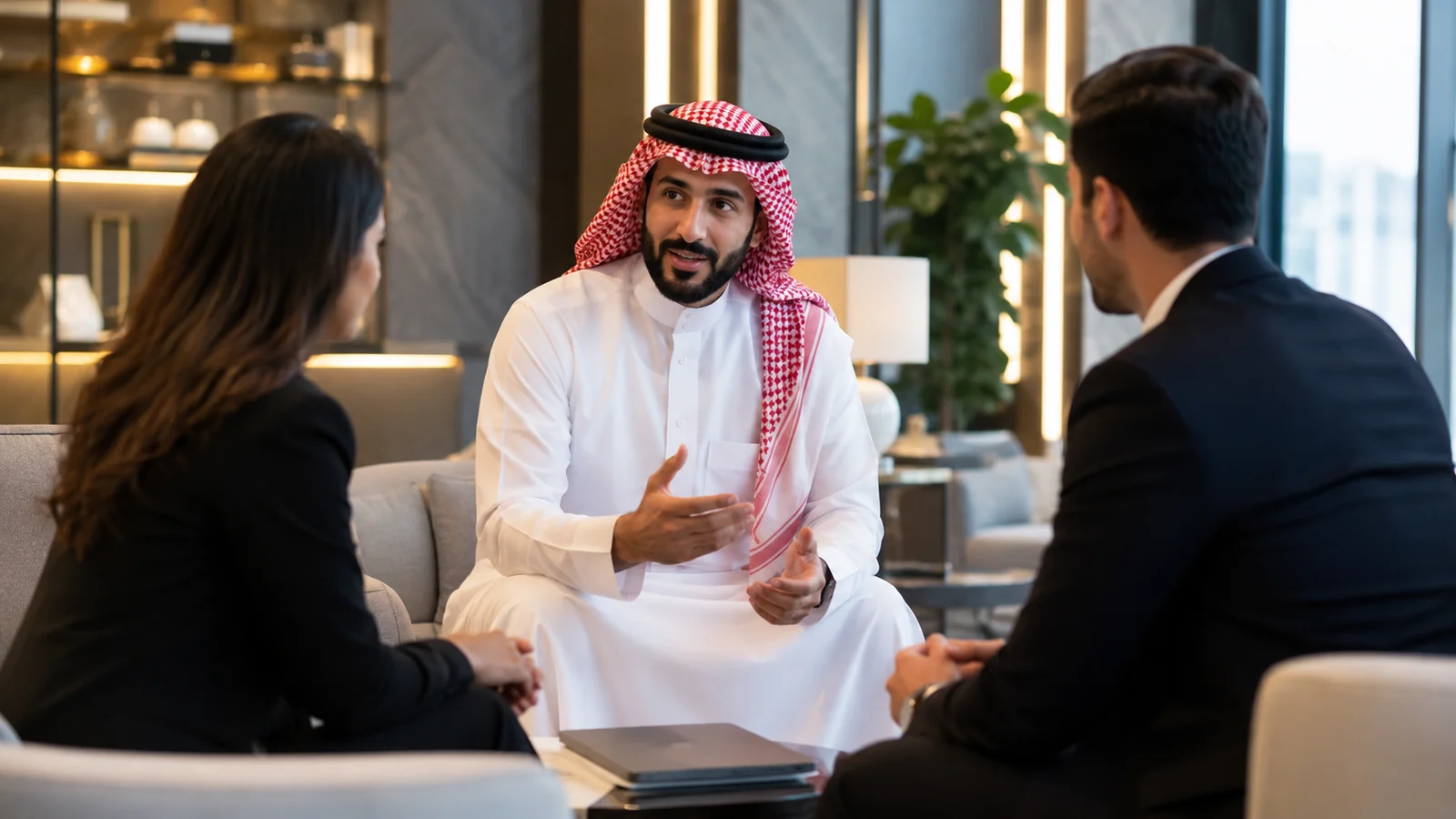 Saudi professionals reviewing career information